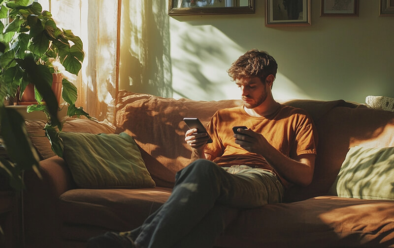 homme smartphone punaises de lit