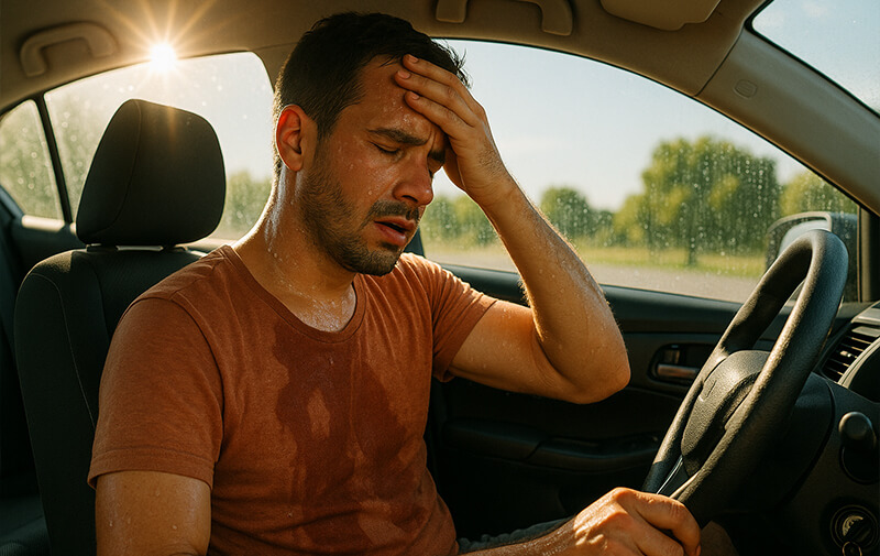 homme chaleur voiture
