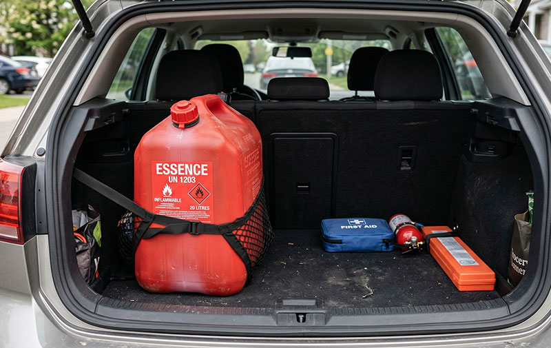 bidon essence coffre voiture